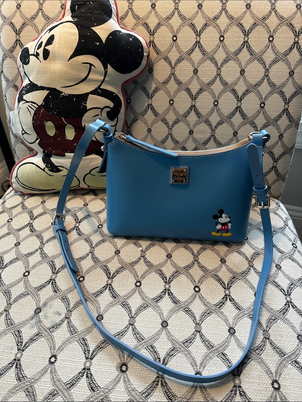 Dooney & Bourke Blue Leather Mickey Mouse Crossbody Bag